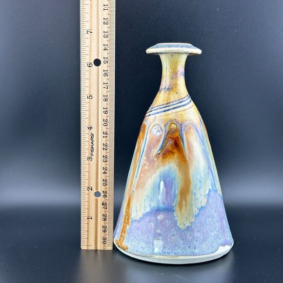 Phil Mayhew Pottery Vase Multicolor Drip Glaze Artist Signed 7" H Tennessee - Picture 7 of 8